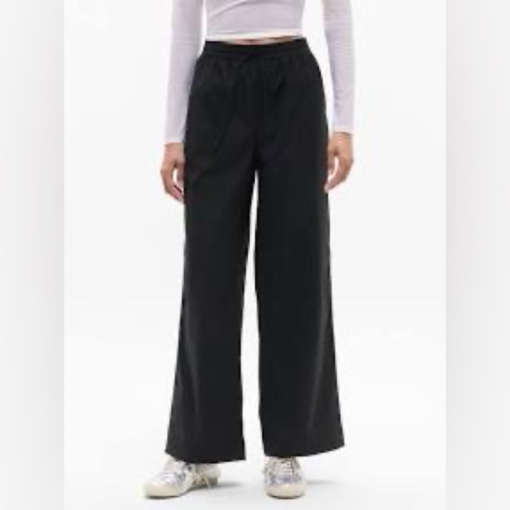 Athleta Drift Black Poplin Pant Wide Leg Mid Rise Women’s XL